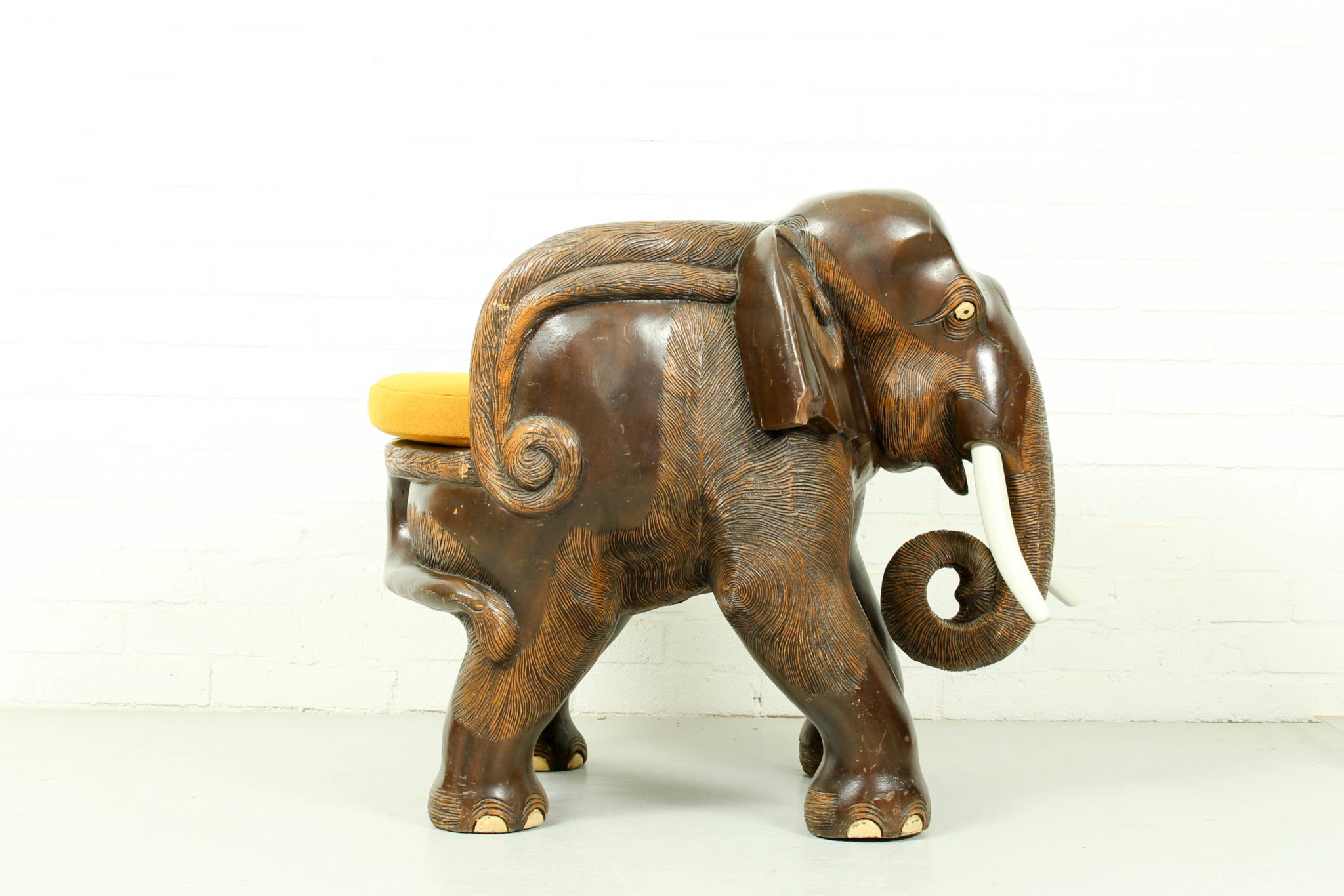 Mid Century Carved Elephant Chair - The Great Apple