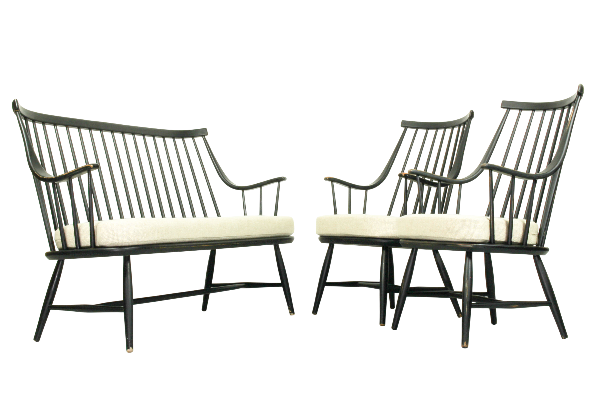Large Model Grandessa Armchairs and matching sofa by Lena Larsson for Pastoe & Nesto, 1959, Set of 3