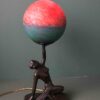 Art Deco Vintage Nude Lady Spelter Statue Lamp French Pate de Verre Globe - Image 10