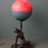 Art Deco Vintage Nude Lady Spelter Statue Lamp French Pate de Verre Globe