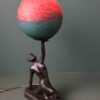 Art Deco Vintage Nude Lady Spelter Statue Lamp French Pate de Verre Globe - Image 8