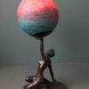 Art Deco Vintage Nude Lady Spelter Statue Lamp French Pate de Verre Globe - Image 7