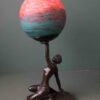 Art Deco Vintage Nude Lady Spelter Statue Lamp French Pate de Verre Globe - Image 6