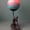 Art Deco Vintage Nude Lady Spelter Statue Lamp French Pate de Verre Globe - Image 4
