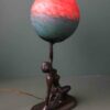 Art Deco Vintage Nude Lady Spelter Statue Lamp French Pate de Verre Globe - Image 3