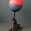 Art Deco Vintage Nude Lady Spelter Statue Lamp French Pate de Verre Globe - Image 2