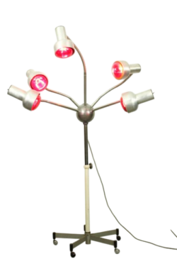 Chrome Mid Century Modern Adjustable Five-Arm Lamp on Wheel Base