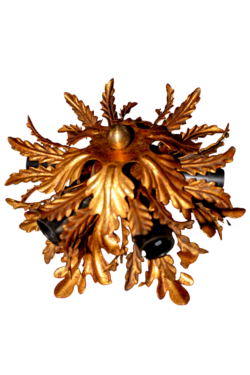 Banci Firenze Gilded Flush Mount Italian Wall Lamp, 1960s