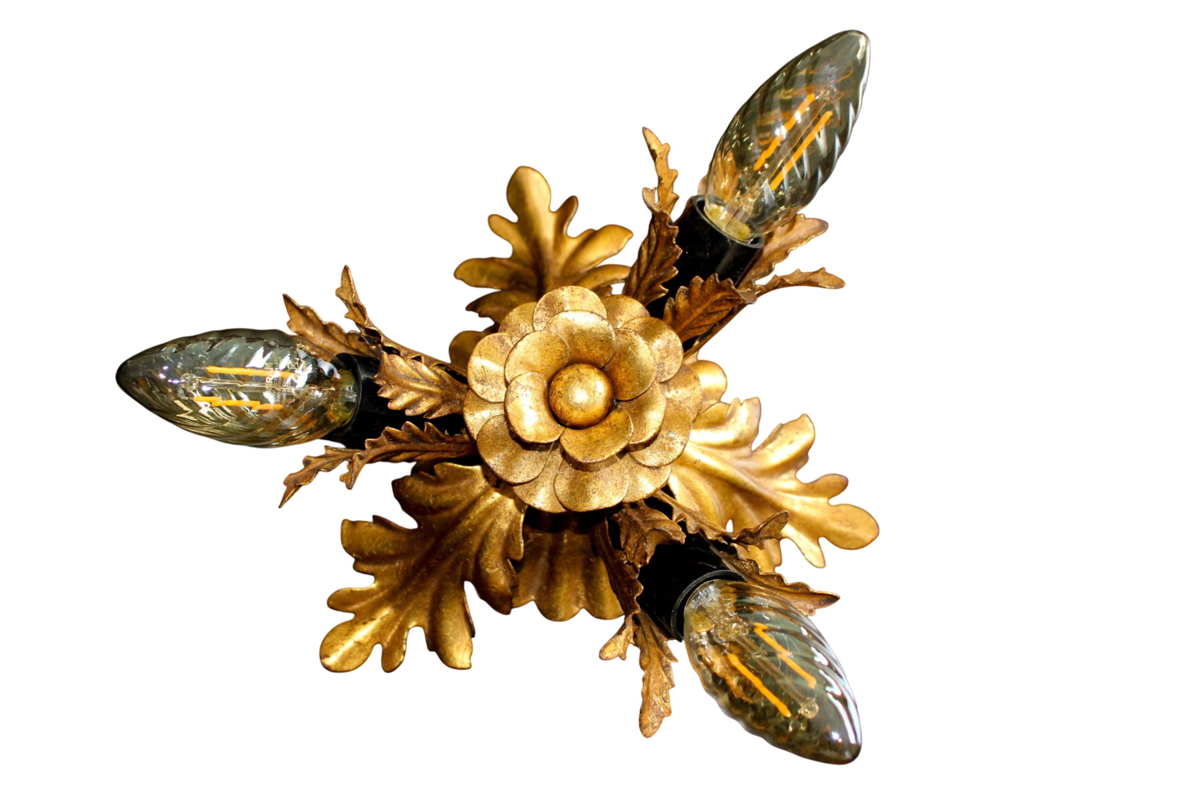 Banci Firenze Gilded Flush Mount Italian Wall Lamp, 1960s