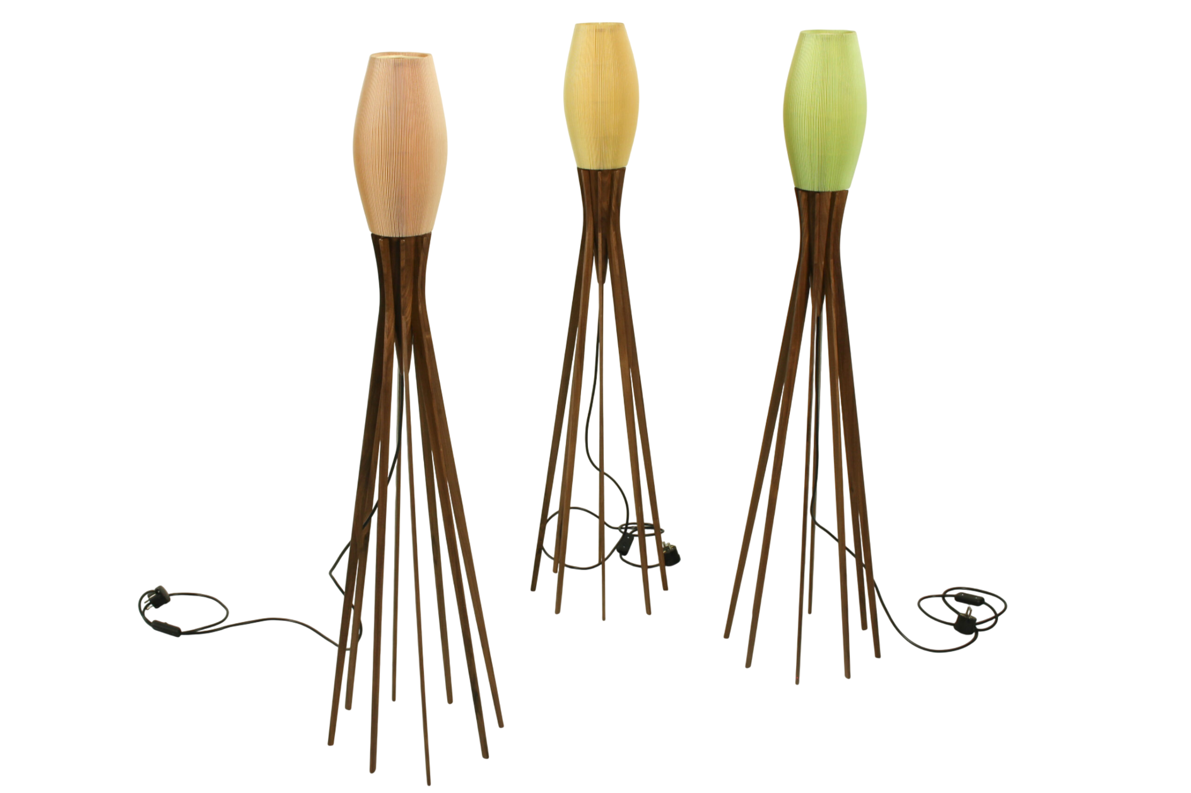 Original celloid plissee lamp (1960s) with wood stand