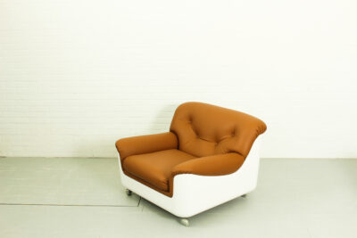 Space Age Fiberglass Lounge Chair in cognac leather, 1970s - Image 4