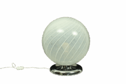 Mid Century Swirl Murano Table XL Ball Lamp with Chrome base