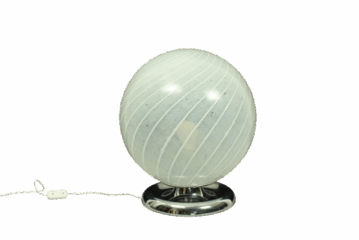 Mid Century Swirl Murano Table XL Ball Lamp with Chrome base