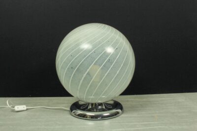 Mid Century Swirl Murano Table XL Ball Lamp with Chrome base - Image 4