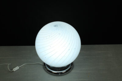 Mid Century Swirl Murano Table XL Ball Lamp with Chrome base - Image 6
