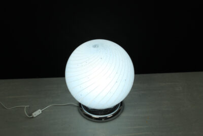 Mid Century Swirl Murano Table XL Ball Lamp with Chrome base - Image 5