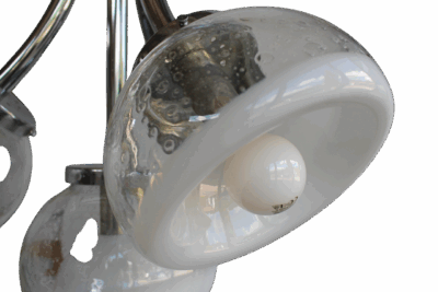 Gaetano Sciolari Attr. Four Arm Murano Glass Chrome Chandelier, 1970s - Image 10