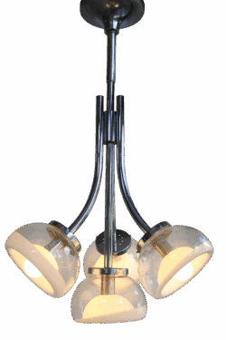Gaetano Sciolari Attr. Four Arm Murano Glass Chrome Chandelier, 1970s