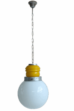 Murano Glass "Bulb" in Yellow and White, Space Age, Italy 1960s