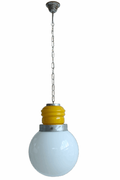 Murano Glass "Bulb" in Yellow and White, Space Age, Italy 1960s