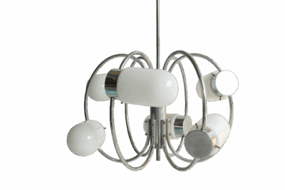 Space Age Chrome-plated Stylish Pendant Ceiling Lamp, 1970s - Image 13