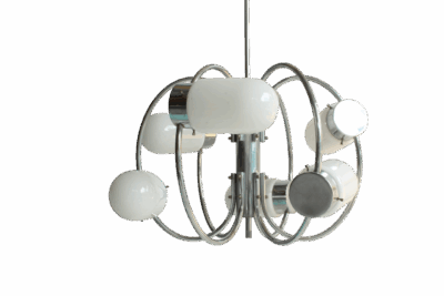 Space Age Chrome-plated Stylish Pendant Ceiling Lamp, 1970s - Image 12