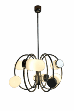 Space Age Chrome-plated Stylish Pendant Ceiling Lamp, 1970s
