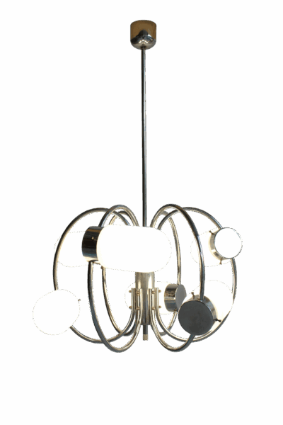 Space Age Chrome-plated Stylish Pendant Ceiling Lamp, 1970s - Image 2