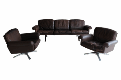 Rich patinated DS 31 leather Lounge Set by De Sede Swiss, 1970s - Image 9
