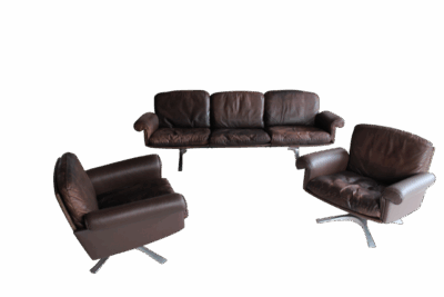 Rich patinated DS 31 leather Lounge Set by De Sede Swiss, 1970s - Image 7