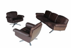 Rich patinated DS 31 leather Lounge Set by De Sede Swiss, 1970s