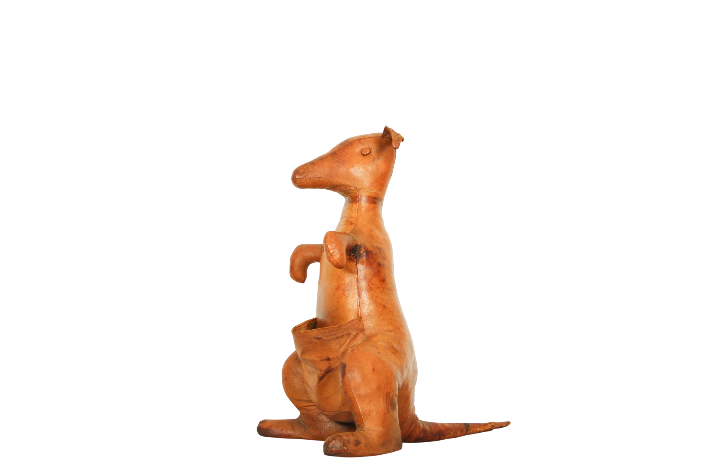 Leather Kangaroo Magazine Stand by Dimitri Omersa, England 1960s