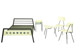Rob Parry and Emile Truijen Bed, Chair and Nightstand for Dico series "Kamer 56", 1950s