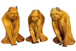 Deru leather crafted set of 9 animals, Germany 1960s