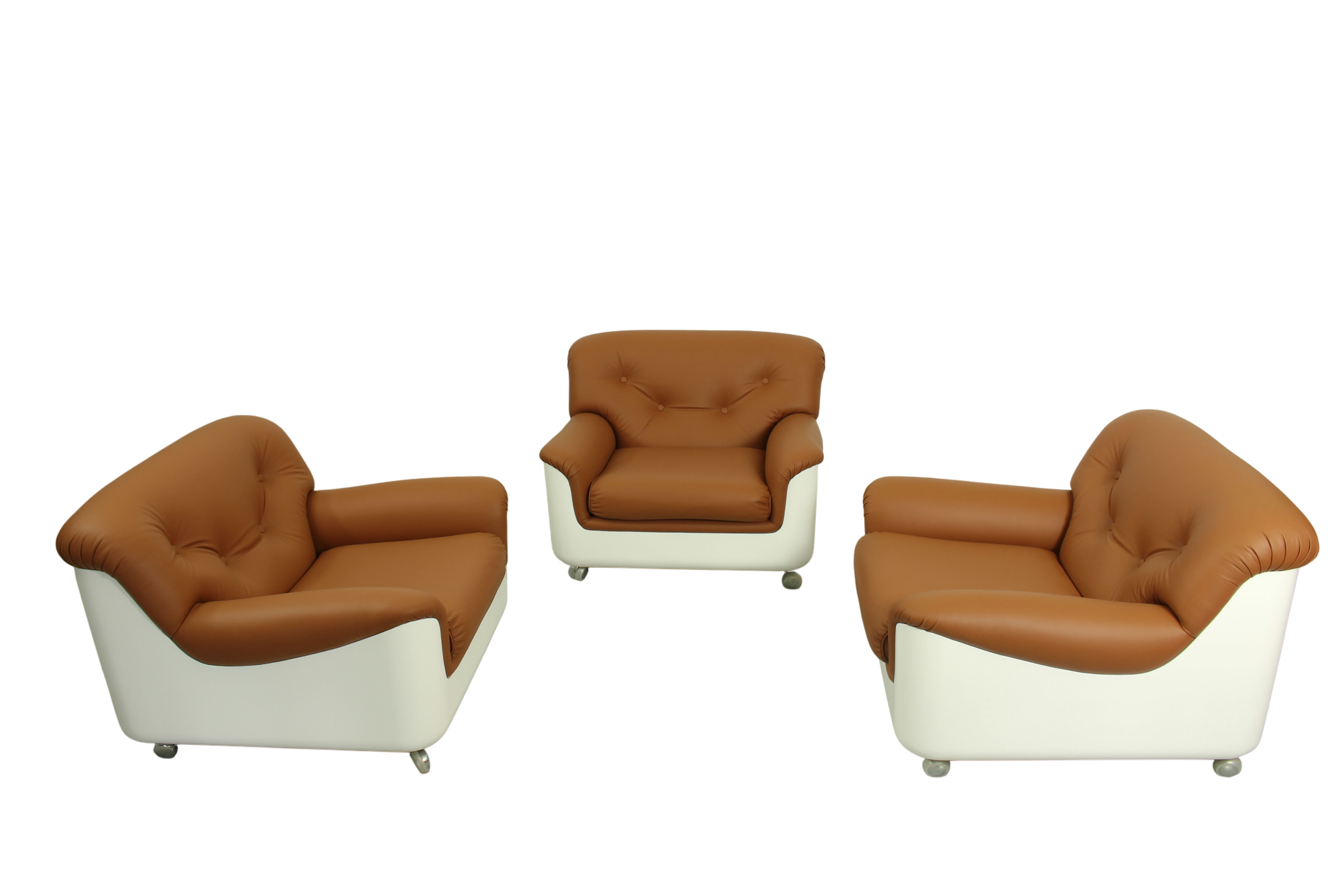 Space Age Fiberglass Lounge Chair in cognac leather, 1970s