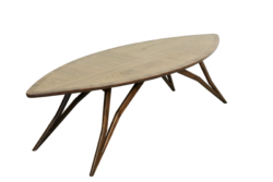 Mid century style curved american nut coffee table