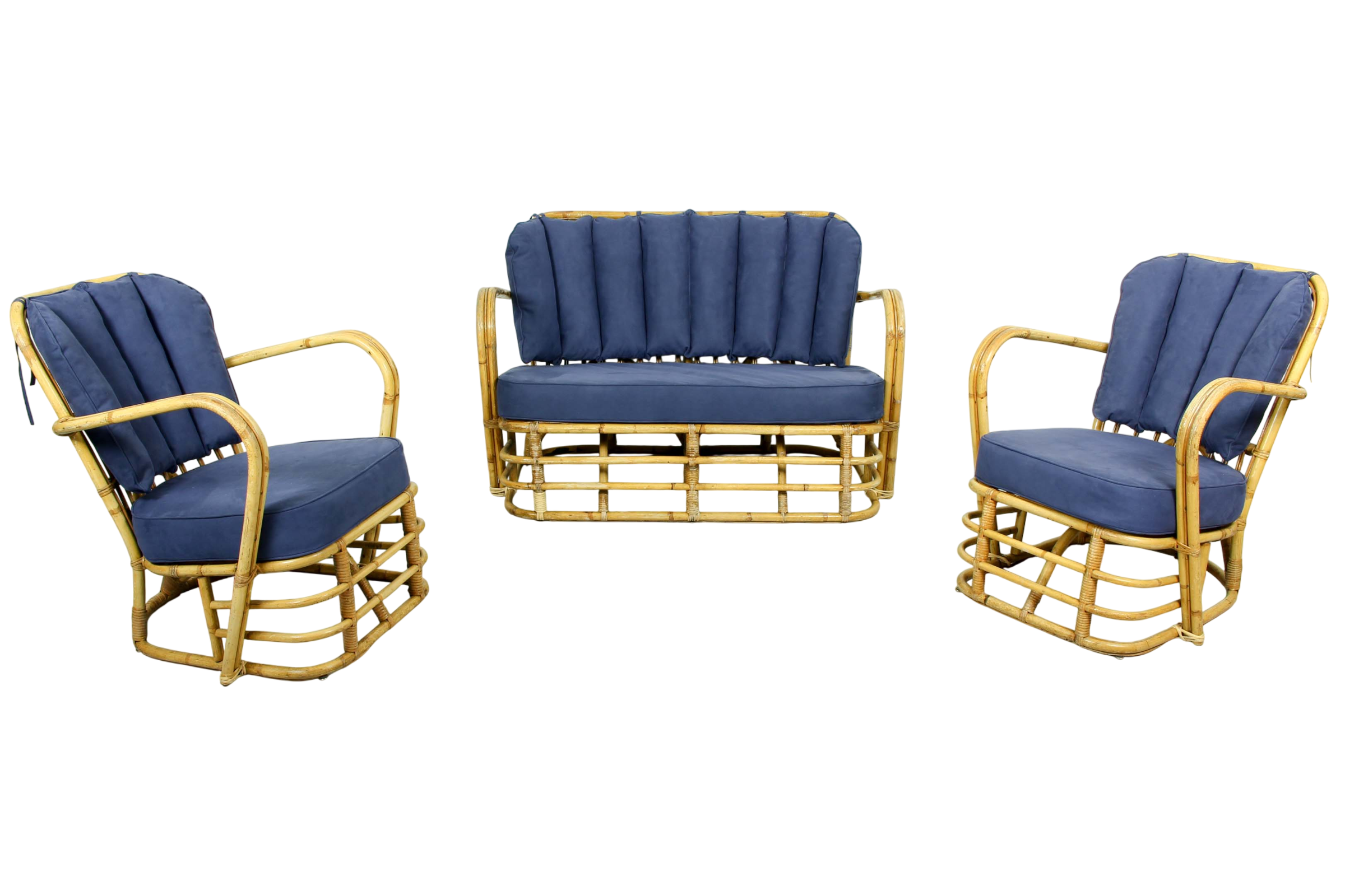 Rare Midcentury Rattan Living Room Set