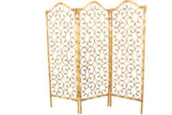 Vintage Rattan Room Divider – Ornate Folding Screen (1970s)