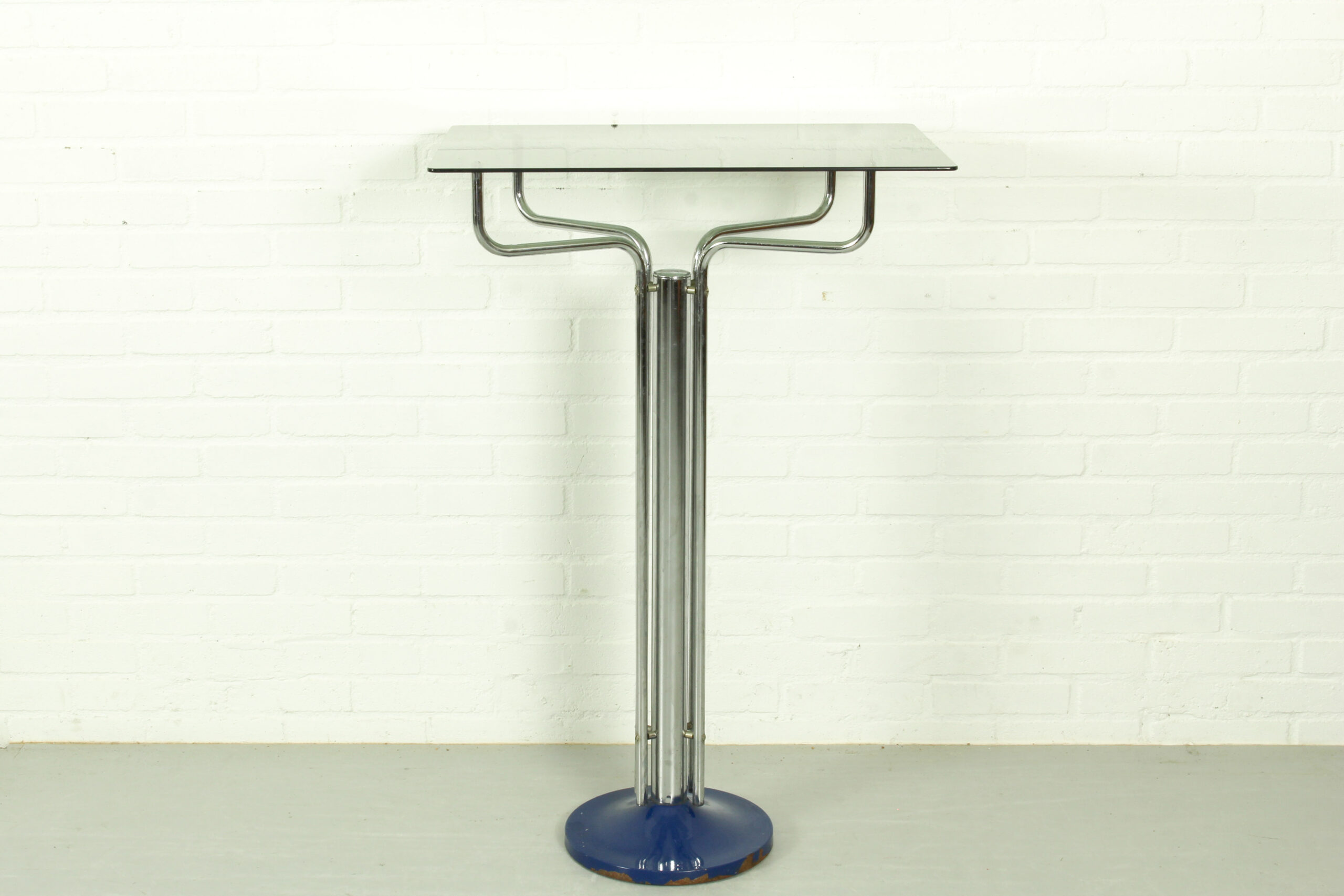 Vintage Chrome Plated Console Table with Glass Top – 1970s Modernist Design - Image 7