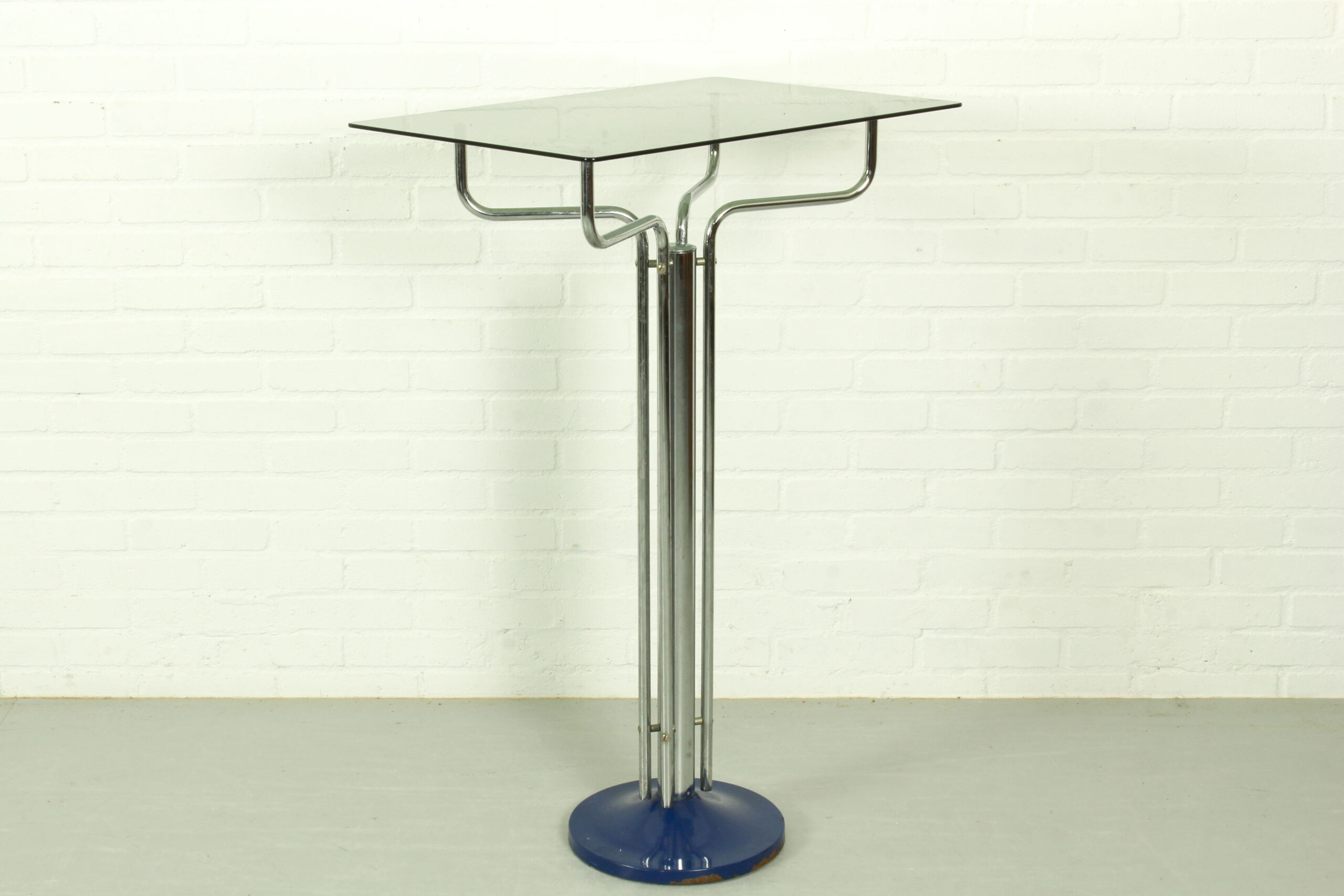 Vintage Chrome Plated Console Table with Glass Top – 1970s Modernist Design - Image 6