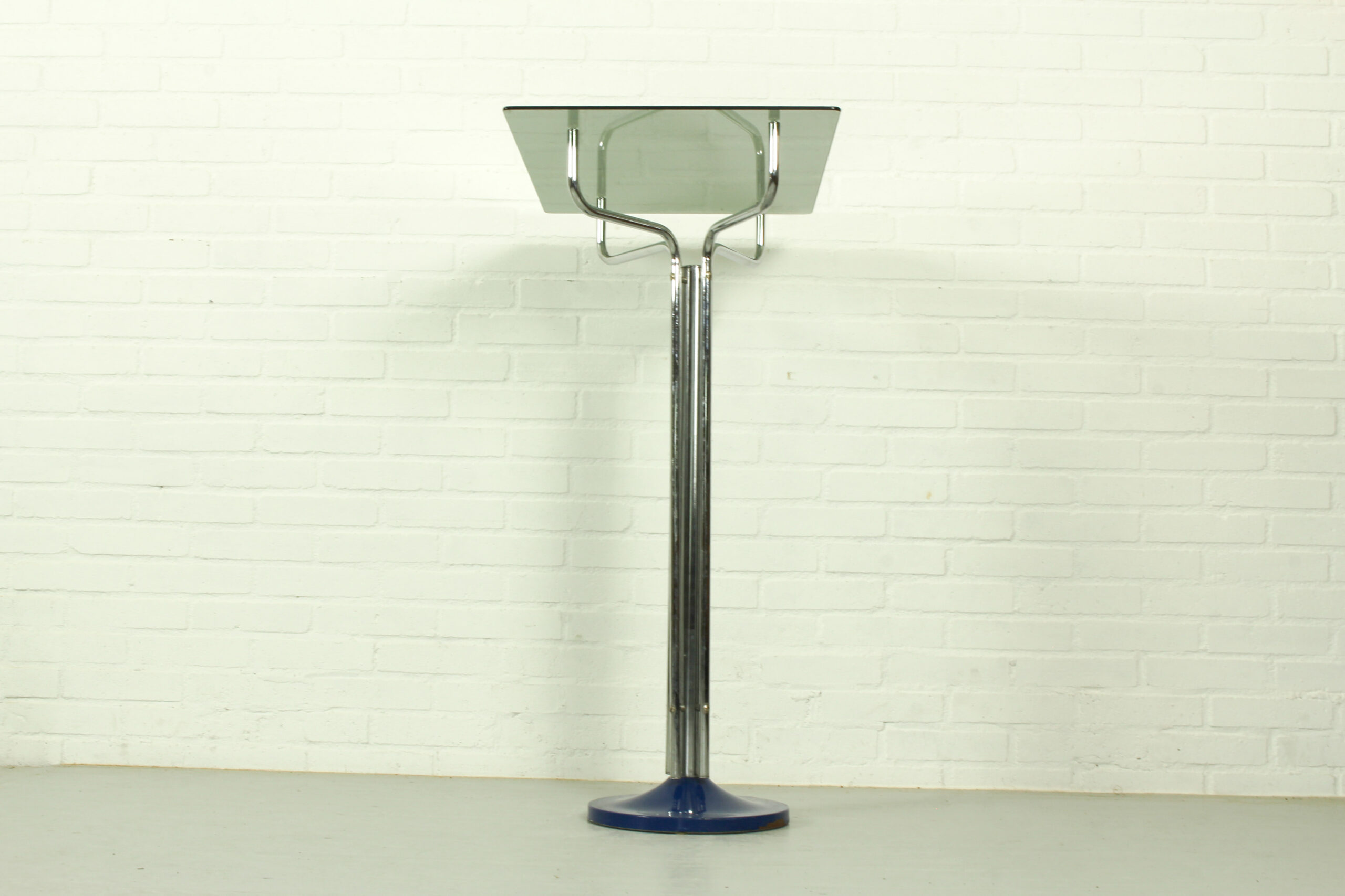 Vintage Chrome Plated Console Table with Glass Top – 1970s Modernist Design - Image 4