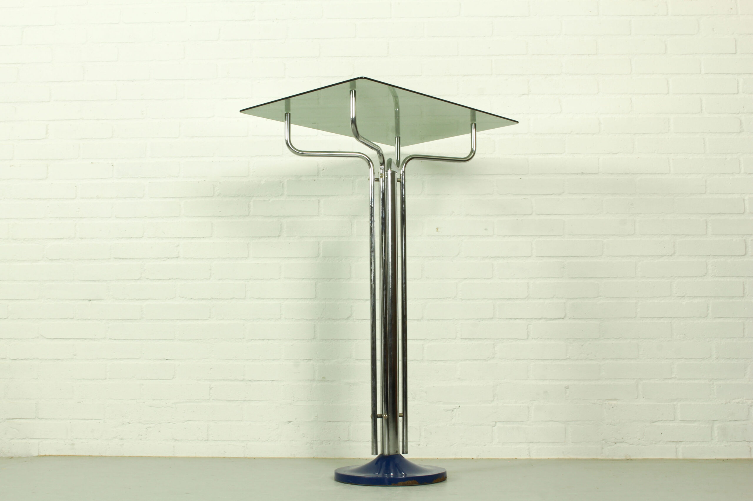 Vintage Chrome Plated Console Table with Glass Top – 1970s Modernist Design