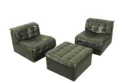 De Sede DS-11 Modular Lounge Set – Black Leather, 1970s Swiss Design