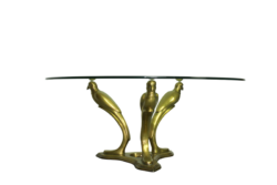 Brass Willy Daro style parrots coffee table Belgium 1970