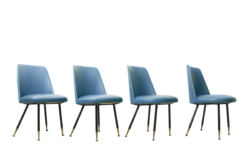 Set of 4 elegant italian dining chairs with brass feet, 1950s