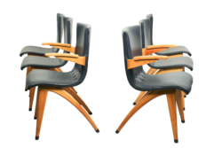 Set of 6 Cor van Os leatherette dining chair model Swing, 1960s