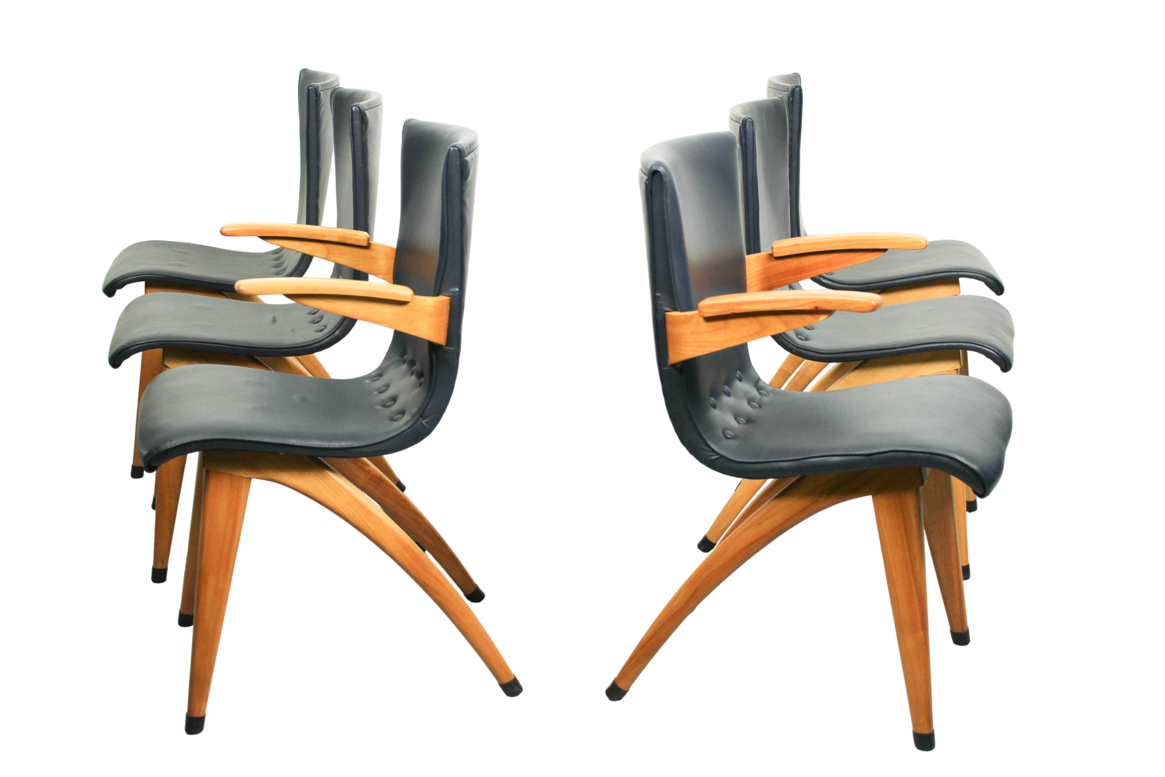 Set of 6 Cor van Os leatherette dining chair model Swing, 1960s
