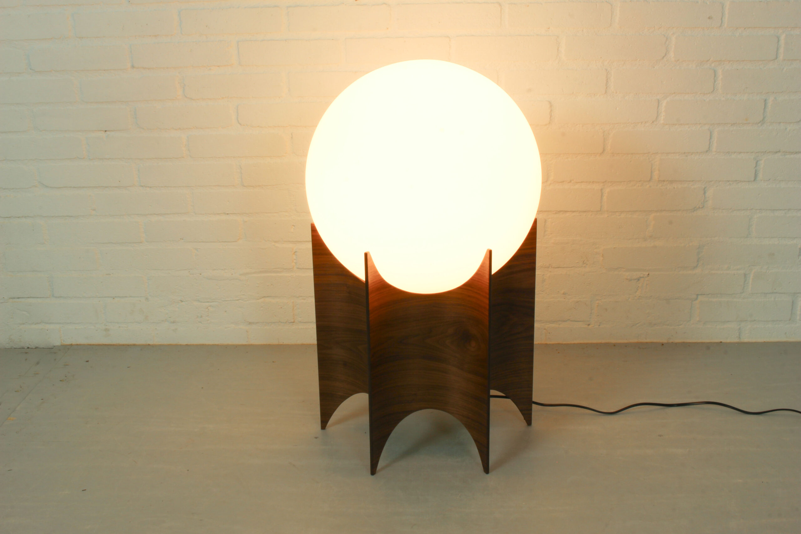 Vintage Globe Lampshade with Sculptural Wooden Base - Image 7