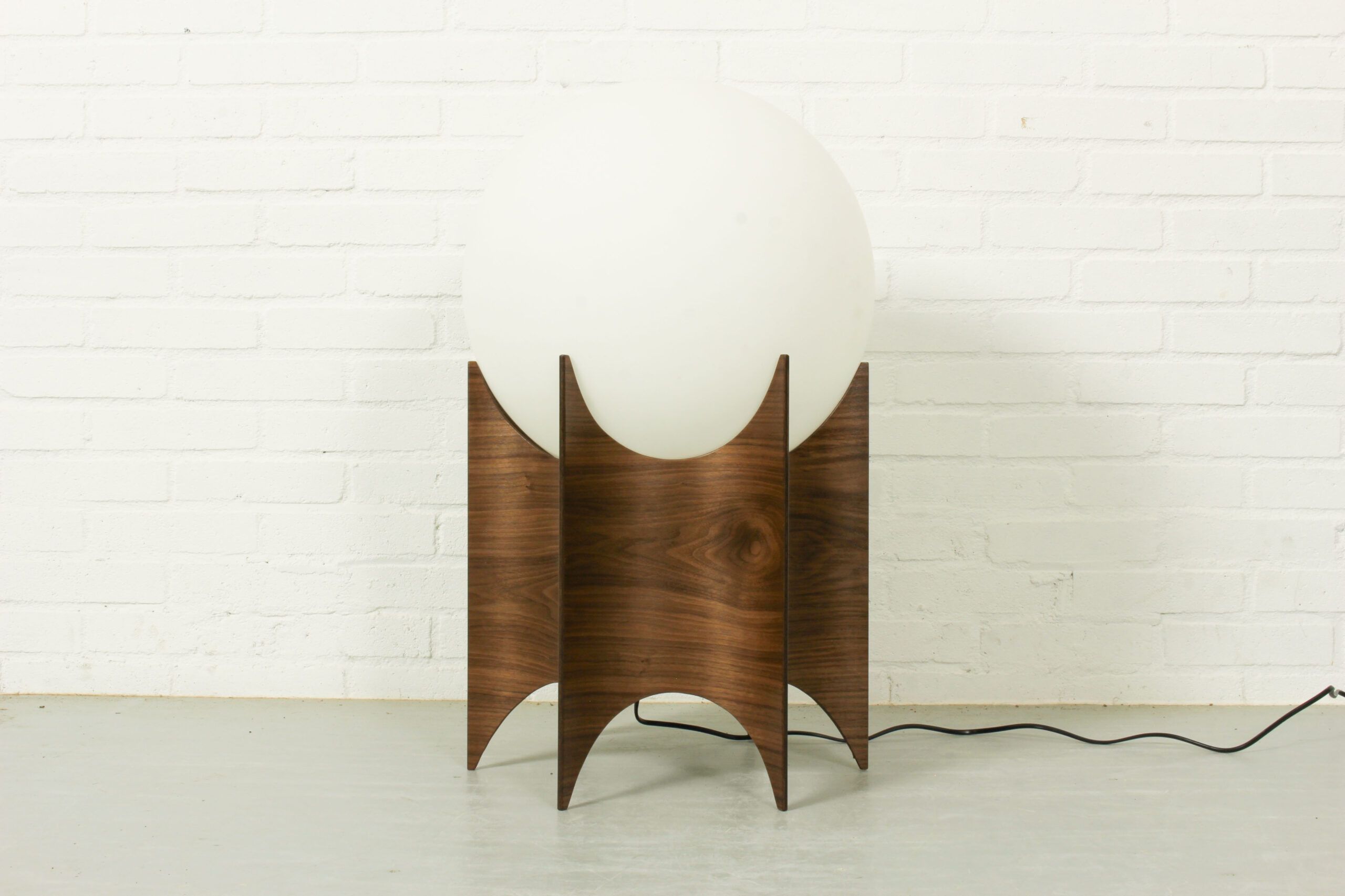 Vintage Globe Lampshade with Sculptural Wooden Base - Image 5