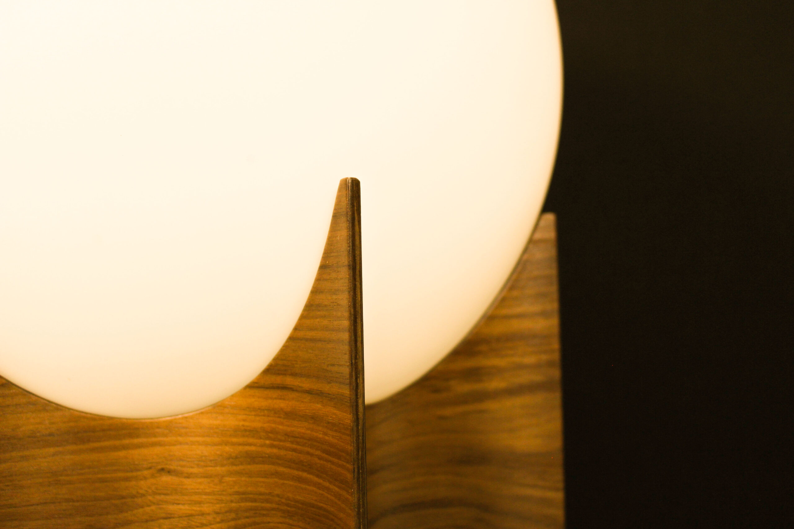 Vintage Globe Lampshade with Sculptural Wooden Base - Image 3